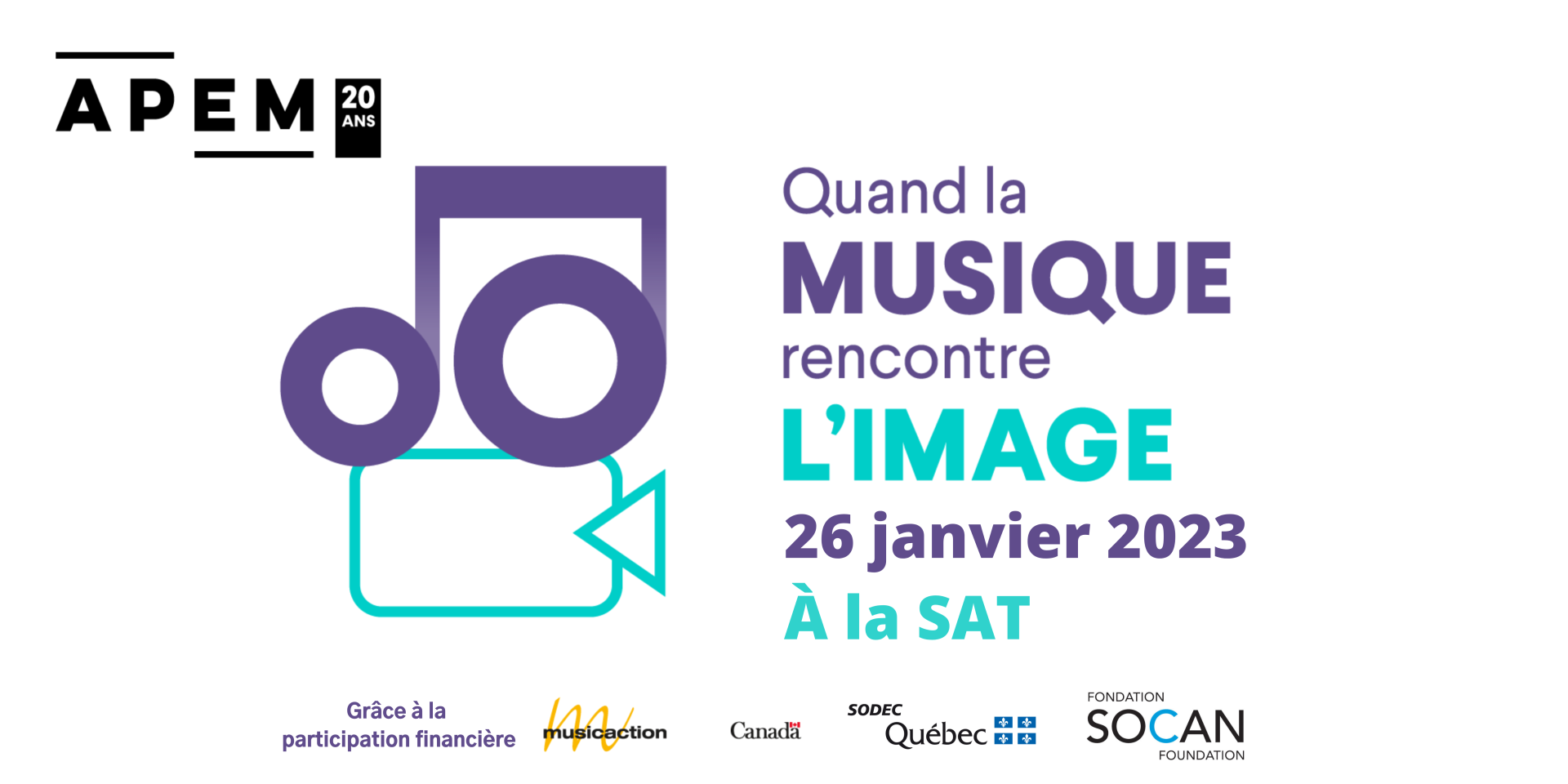 APEM – Quand la musique rencontre l’image 2023 à la SAT le 26 janvier : achetez vos billets!